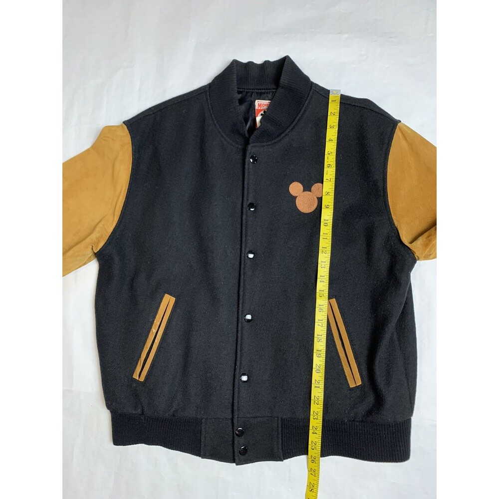 Vintage Walt Disney Studios Leather Wool Bomber Jacket Mickey Mouse M - HTF - Picture 15 of 15